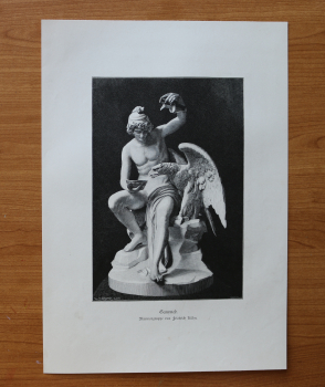 Holzstich Ganymed 1887 nach Marmorgruppe von Friedrich Kühn Kunst Künstler